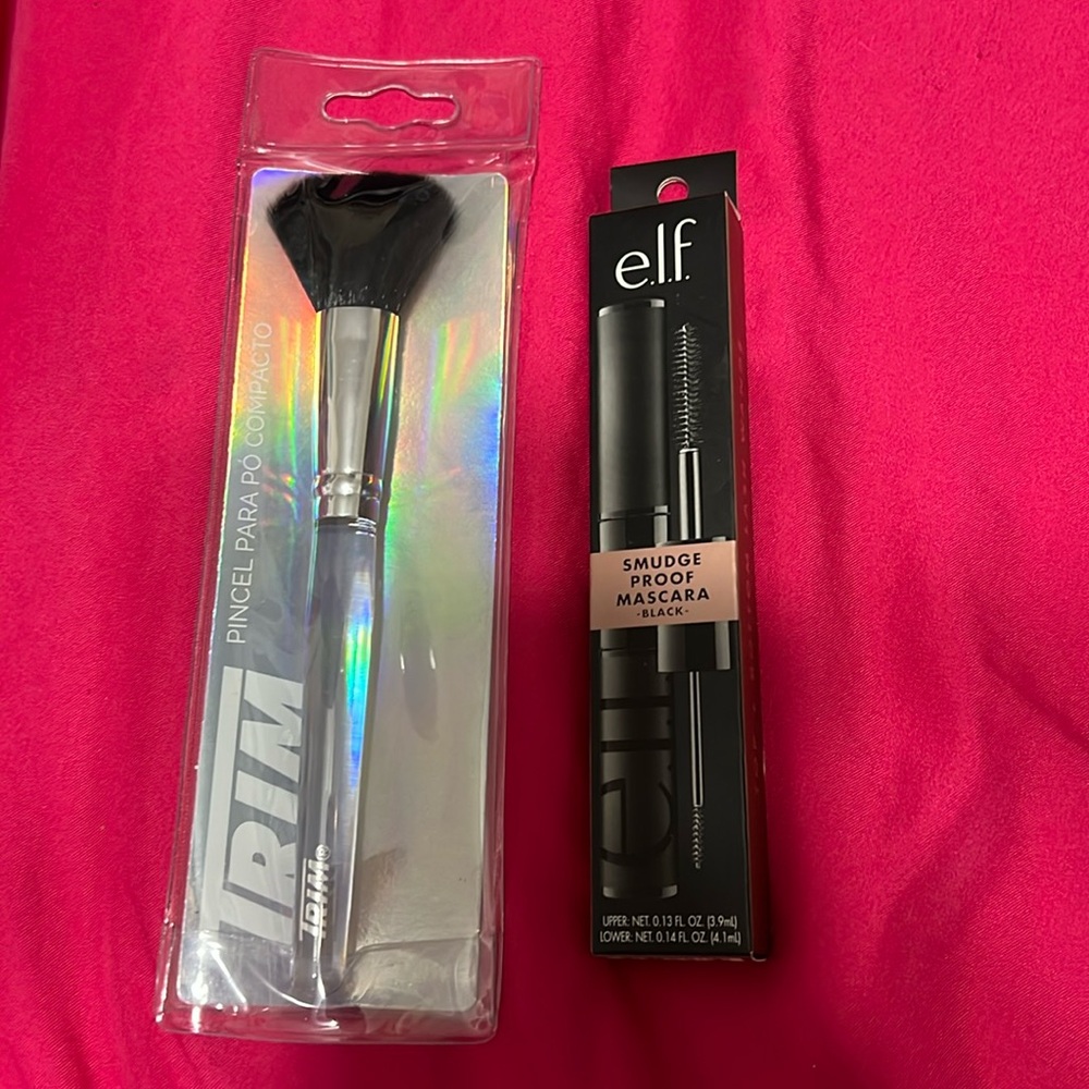 Elf smudge proof mascara and trim makeup brush. NWOT